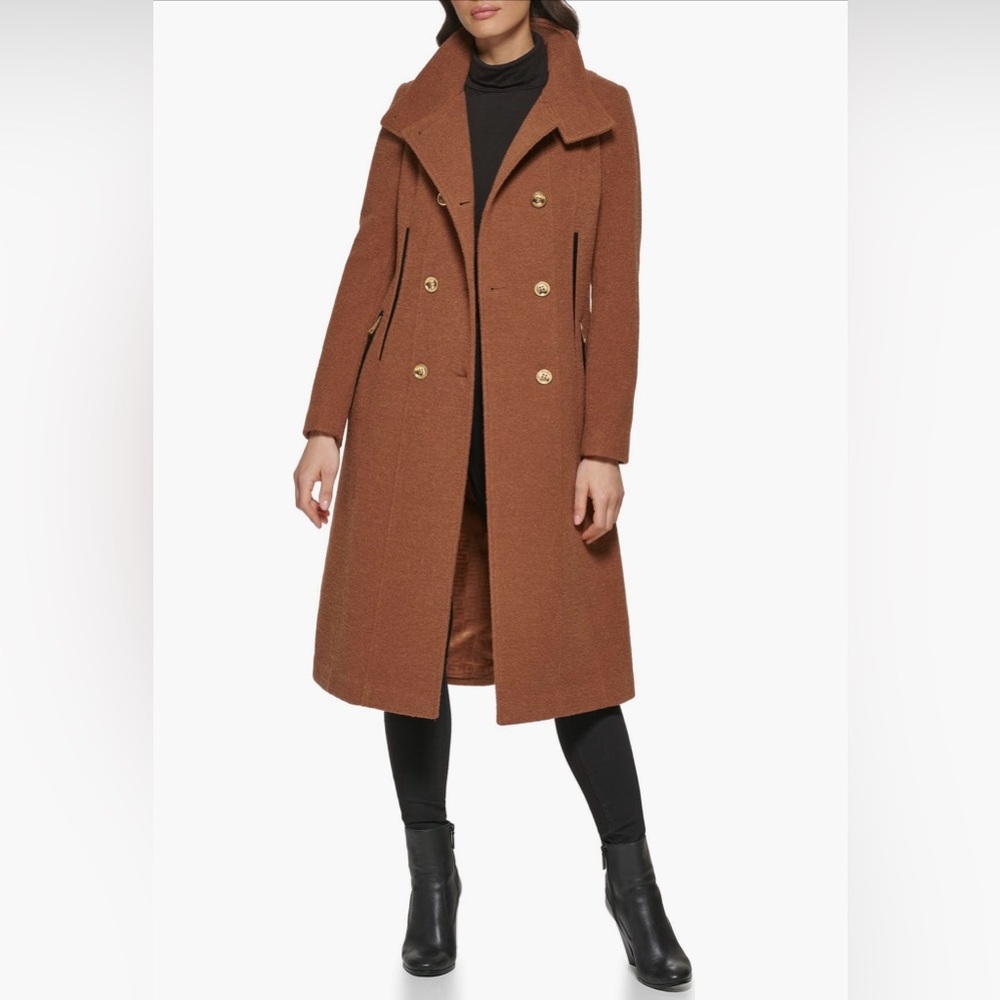 NWT - Guess - Women's Double-Breasted Tan Trench Coat - SZ SM - Wool Blend
